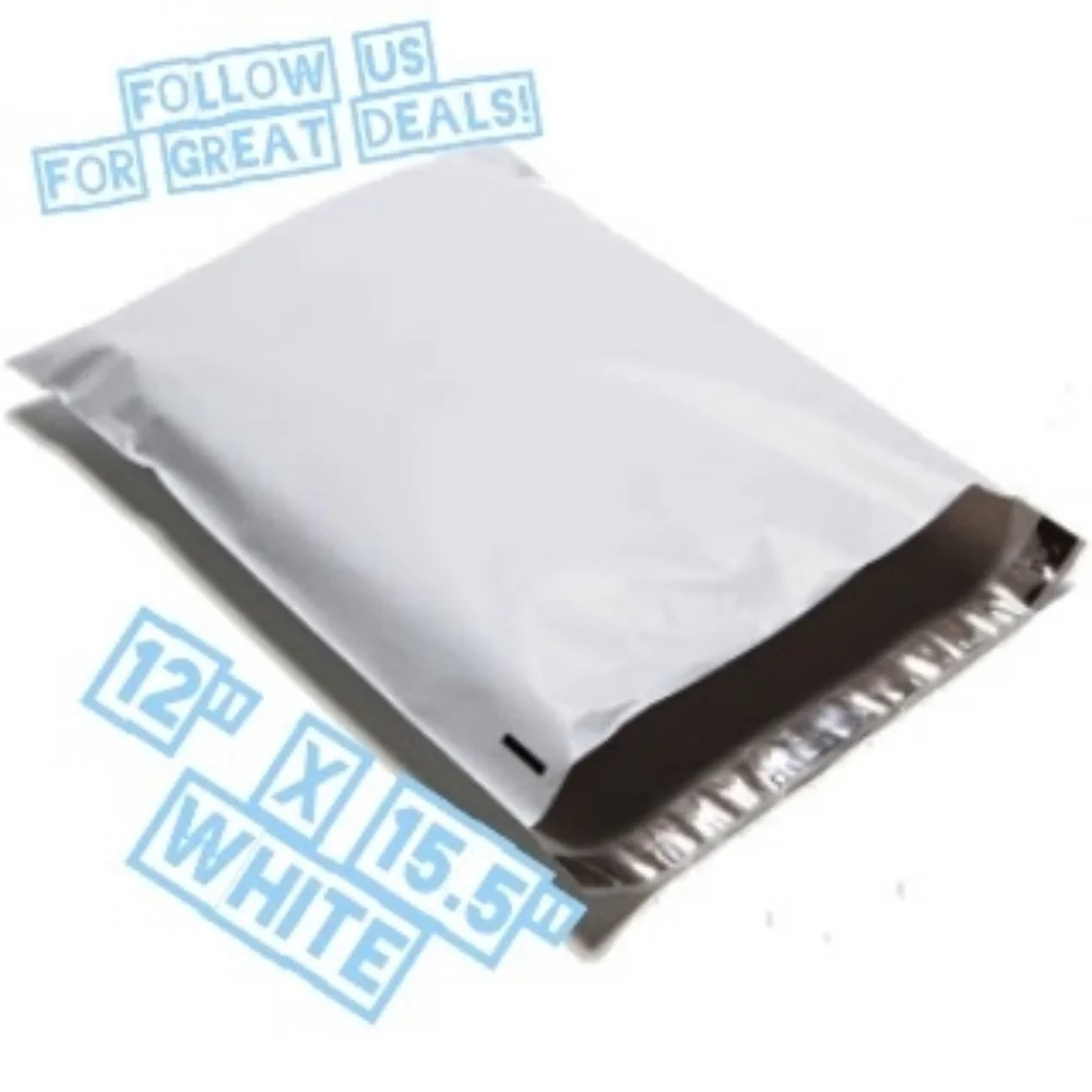 50 White Poly Mailers 12x15.5